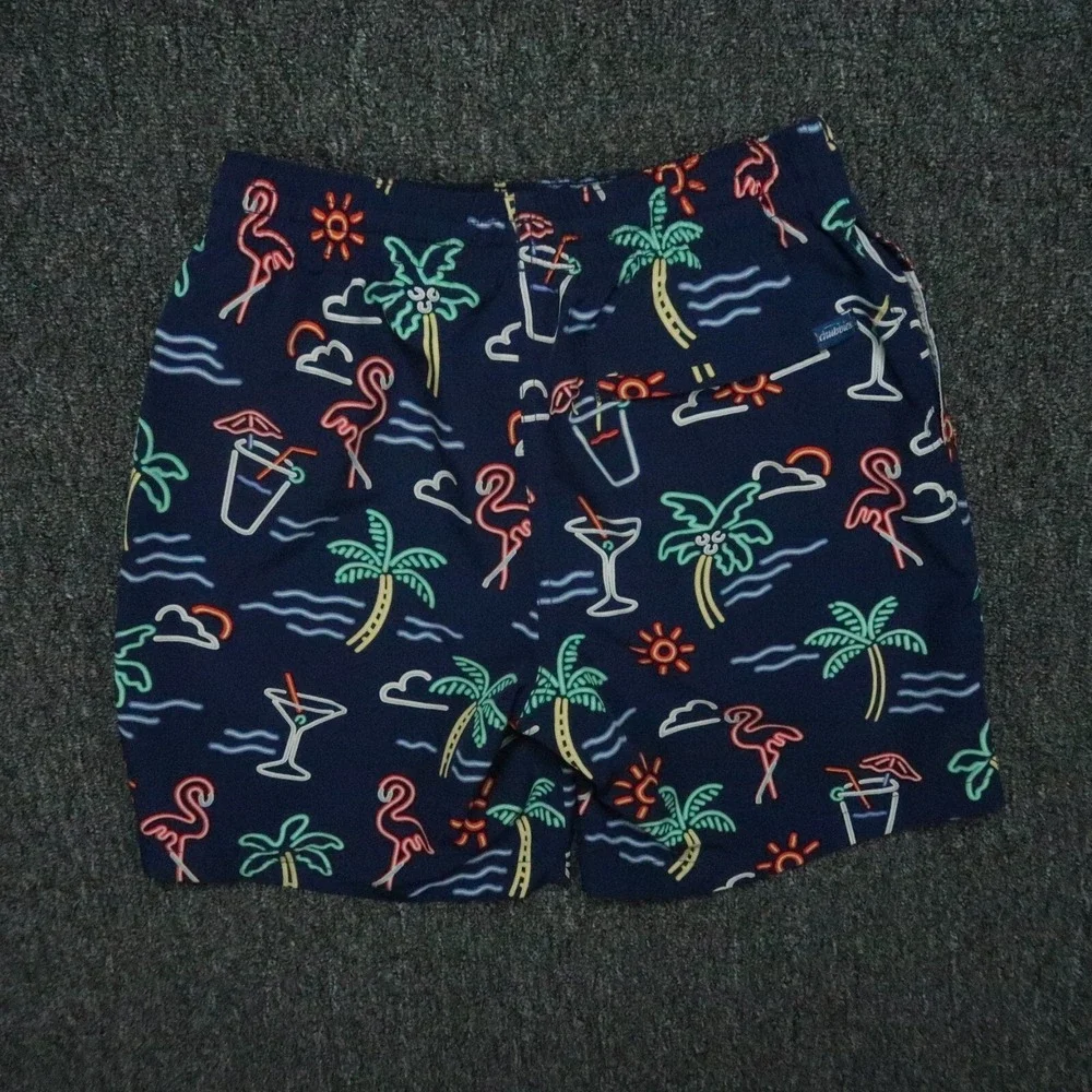 Chubbies Swim Trunks‎ Small Blue Neon Lights Tropical Lined Shorts 7